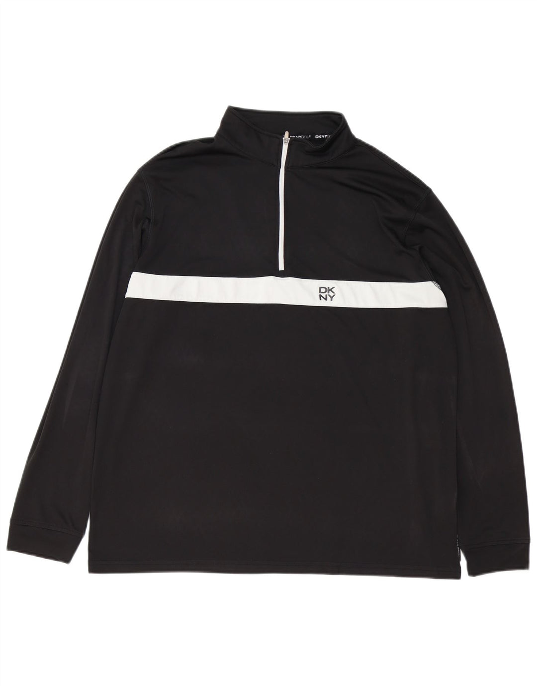 Dkny Herre Golf Zip Neck Top Langærmet Stor Sort Colourblock Polyester
