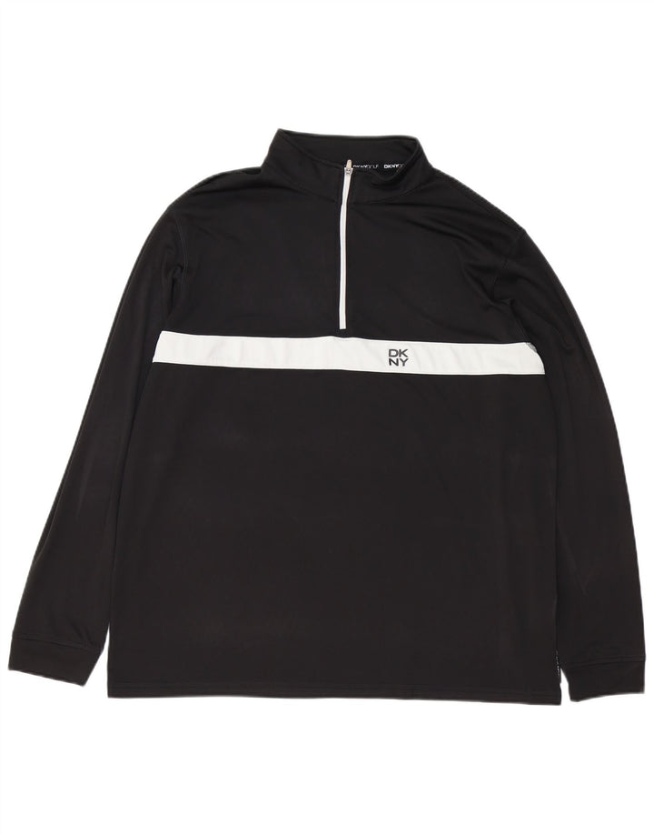 Dkny Herre Golf Zip Neck Top Langærmet Stor Sort Colourblock Polyester