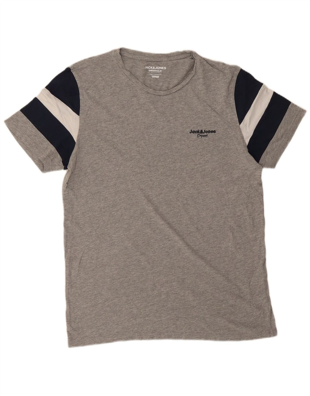 Jack & Jones Herre Regular Fit T-Shirt Top Stor Grå Colourblock Bomuld