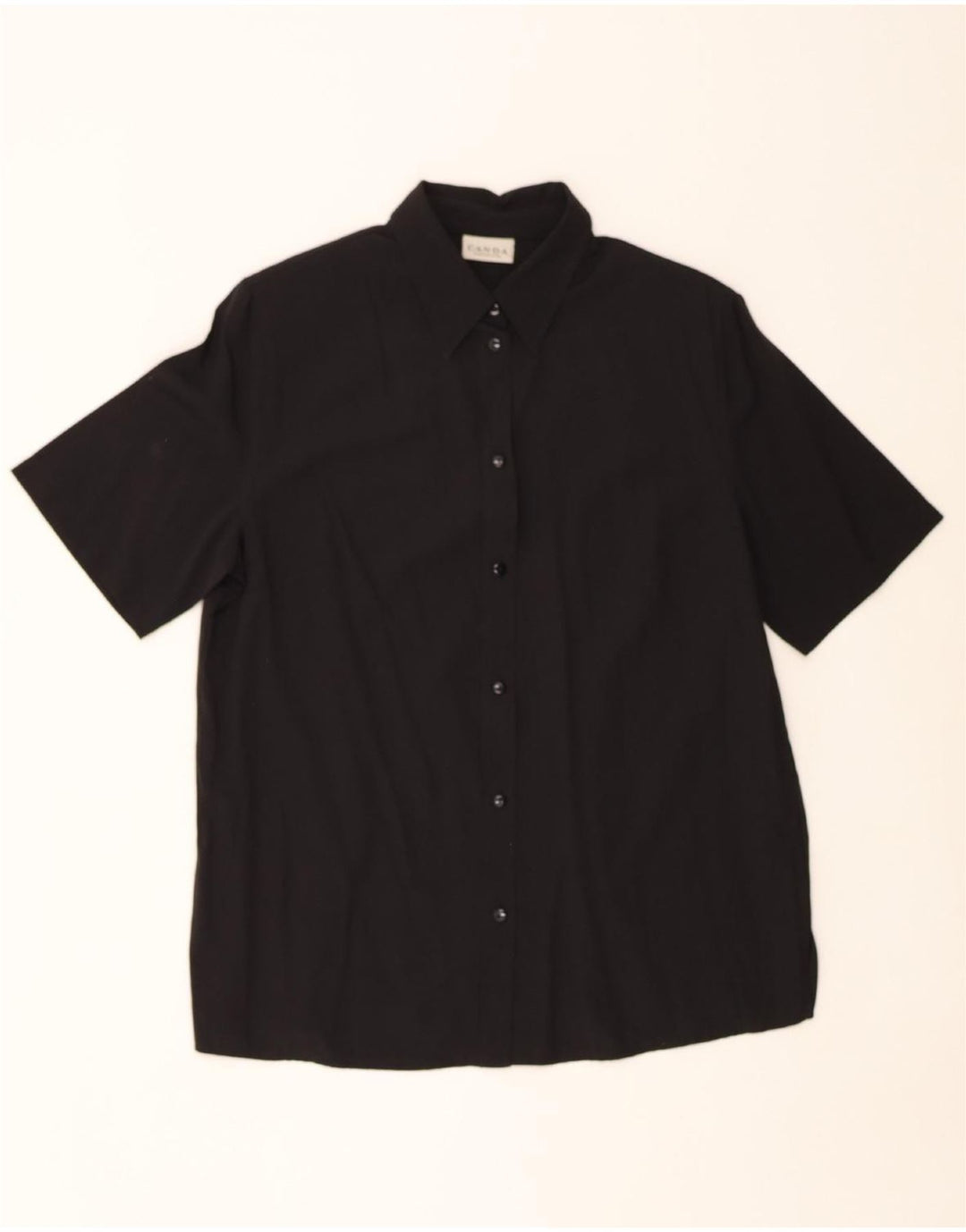 CANDA Womens Short Sleeve Shirt UK 18 XL Black Viscose Vintage Canda and Second-Hand Canda from Messina Hembry 