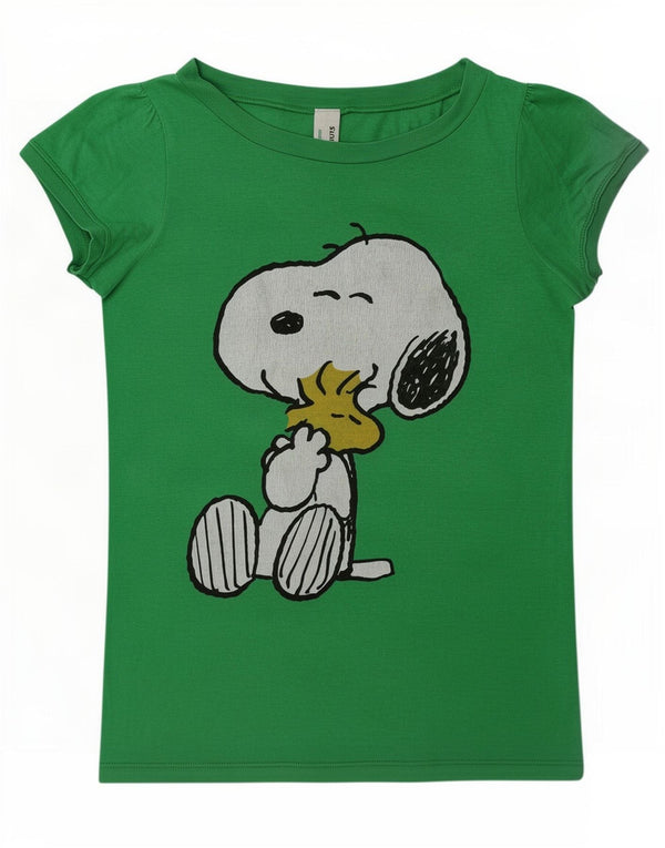 Benetton Girls Peanuts Grafisk T-Shirt Top 9-10 År Grøn