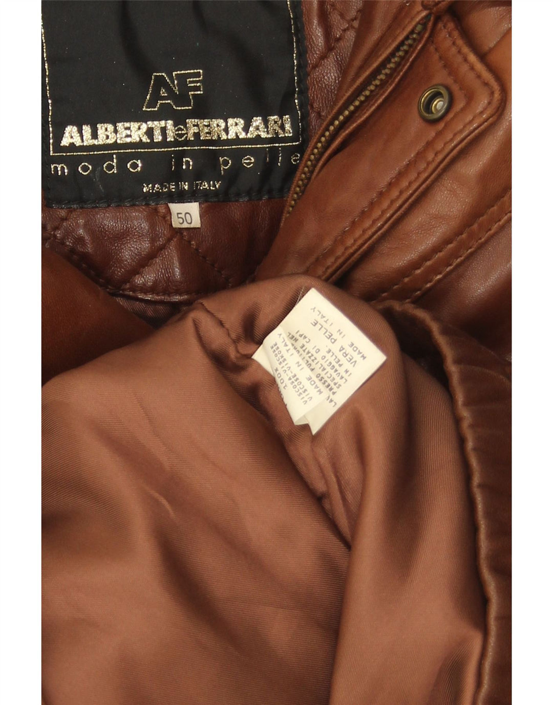 Vintage Herre Bomber Læderjakke IT 50 Stor Brun