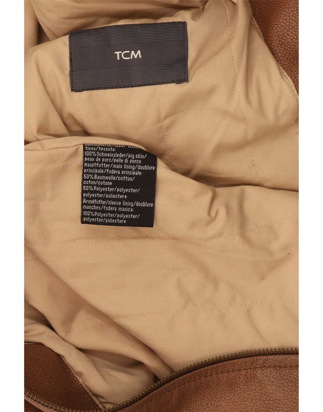 TCM Mænd Læder Biker Jacket UK 38 Medium Brun