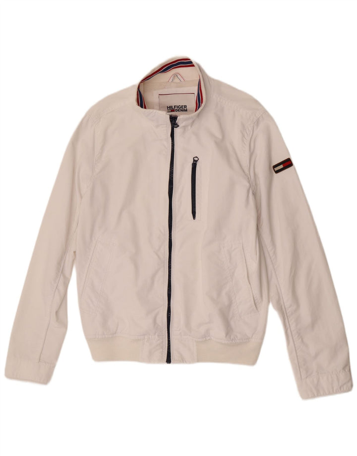 Tommy Hilfiger Herre Bomber Jacket UK 38 Medium White Nylon