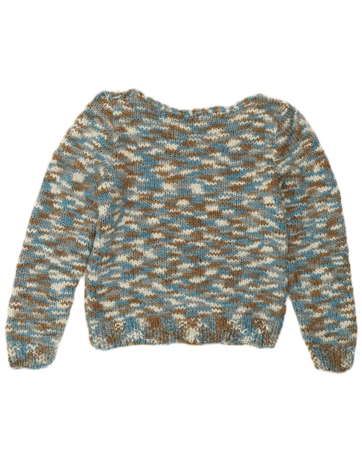 VINTAGE Womens V-Neck Jumper Sweater UK 10 Small Multicoloured Flecked
