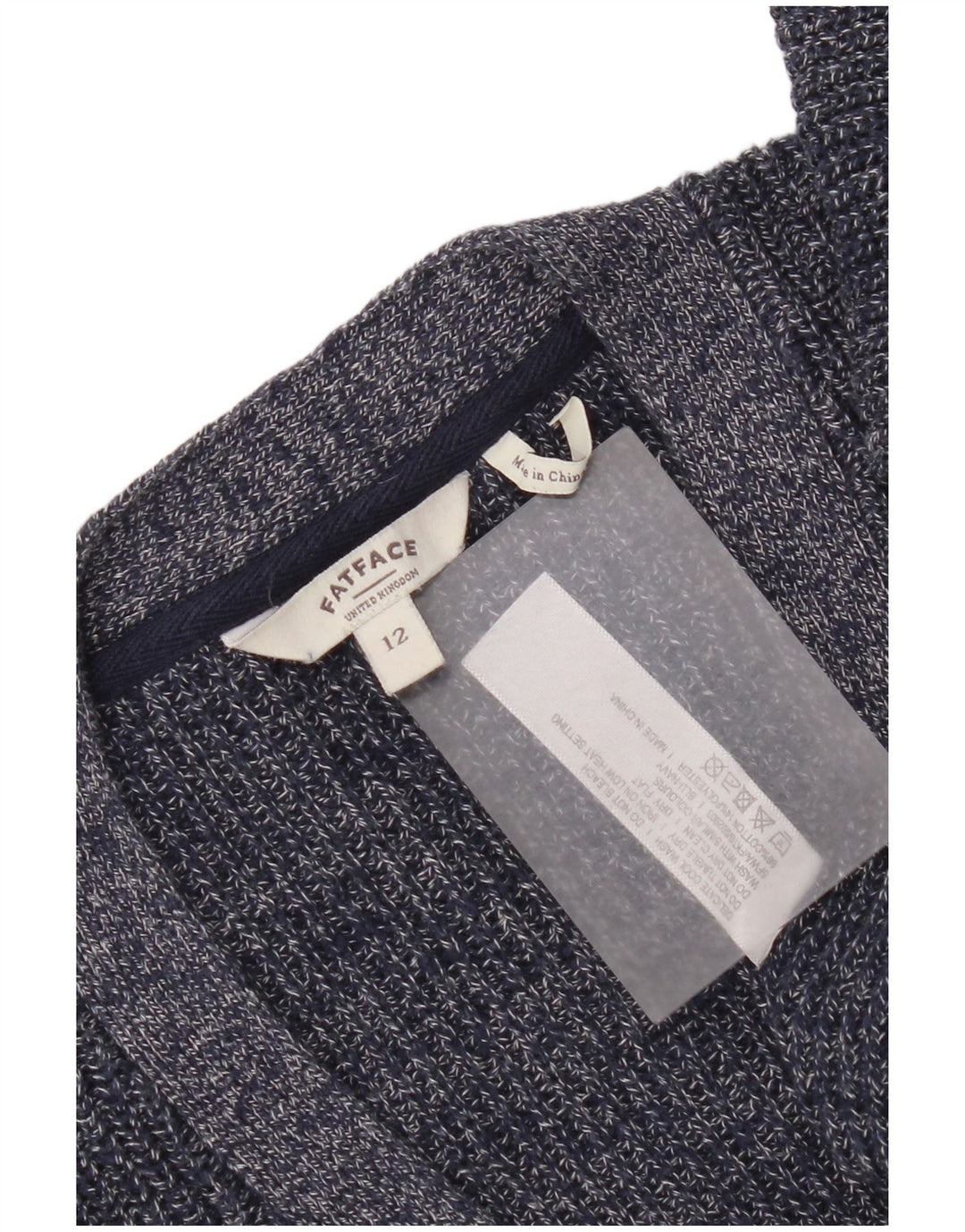 Fat Face Dame Cardigan Sweater UK 12 Medium Navy Blue Bomuld