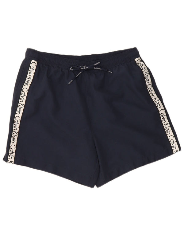 CALVIN KLEIN Grafiske badeshorts til mænd Medium Navy Blue Colourblock