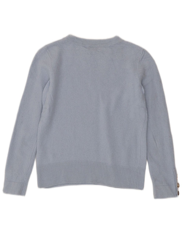 Hobbs Womens Crop Boat Neck Jumper Sweater UK 6 XS Blue Wool