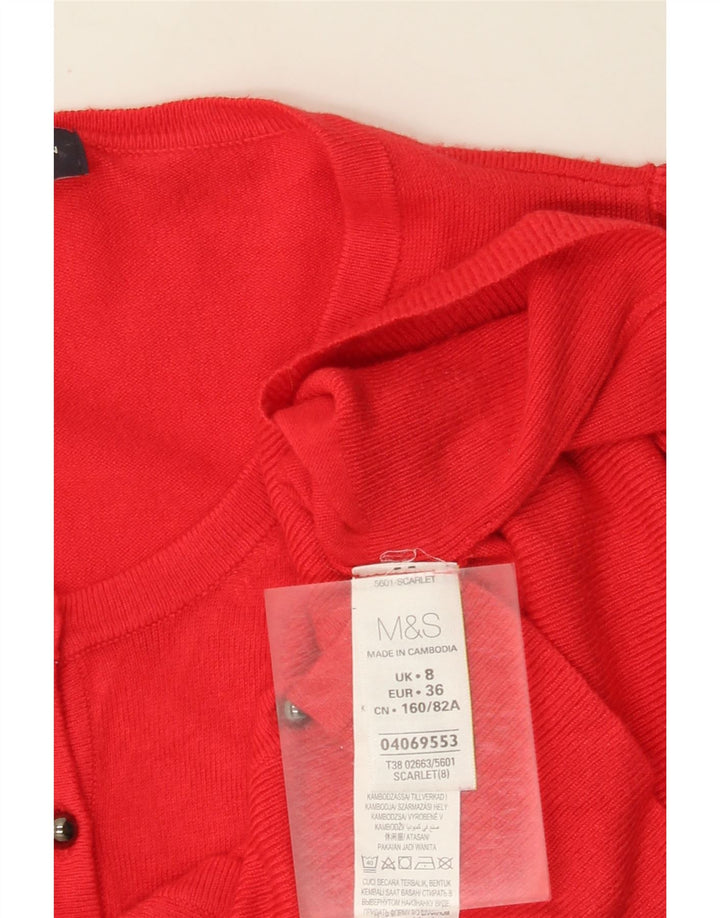 Marks & Spencer Dame Cardigan Sweater UK 8 Small Red Viscose