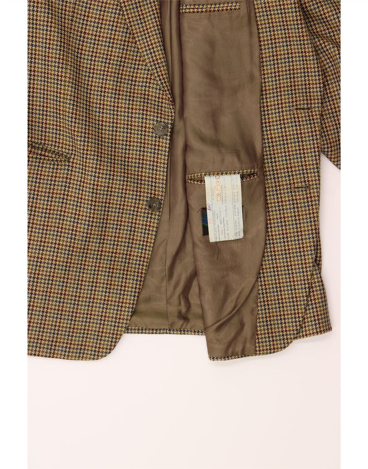 BUGATTI Mens 2 Button Blazer Jacket UK 40 Large Beige Houndstooth Wool Vintage Bugatti and Second-Hand Bugatti from Messina Hembry 