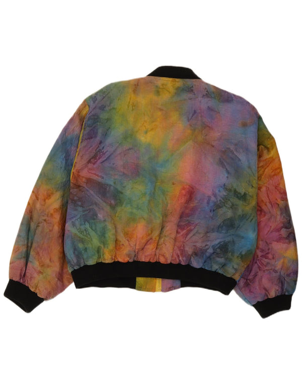 Vintage bombeflyjakke til kvinder IT 42 Medium Flerfarvet Tie Dye Polyamid