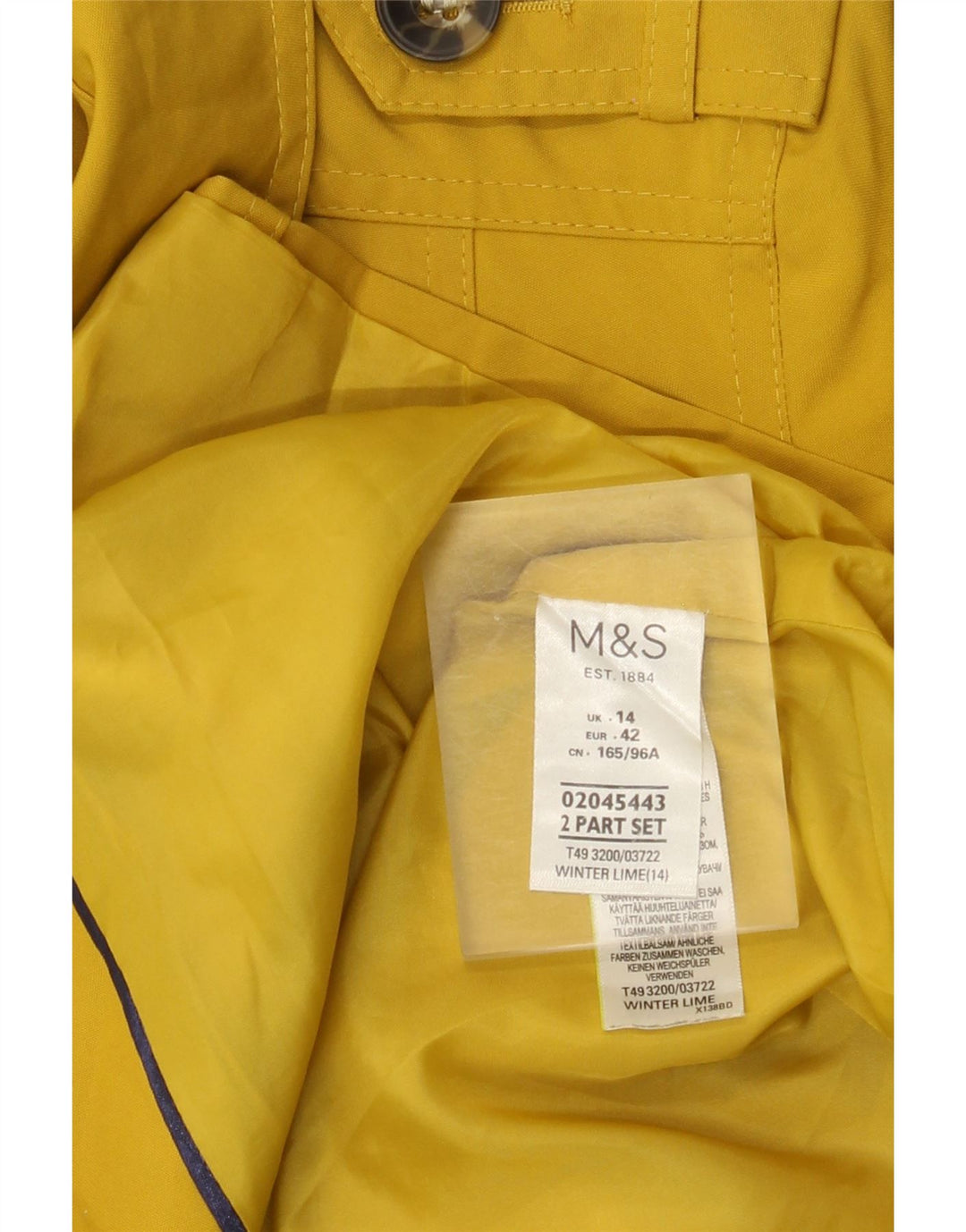 Marks & Spencer Trench Coat til kvinder UK 14 Medium Gul Polyester