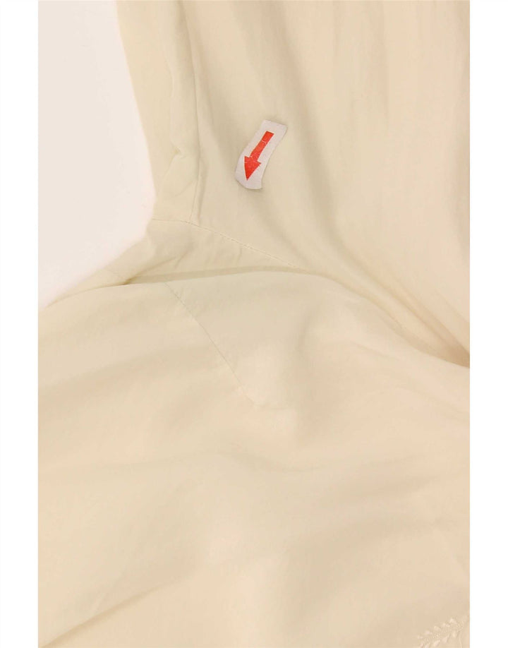 Vintage Dame Crop Shirt Bluse UK 12 Medium Beige