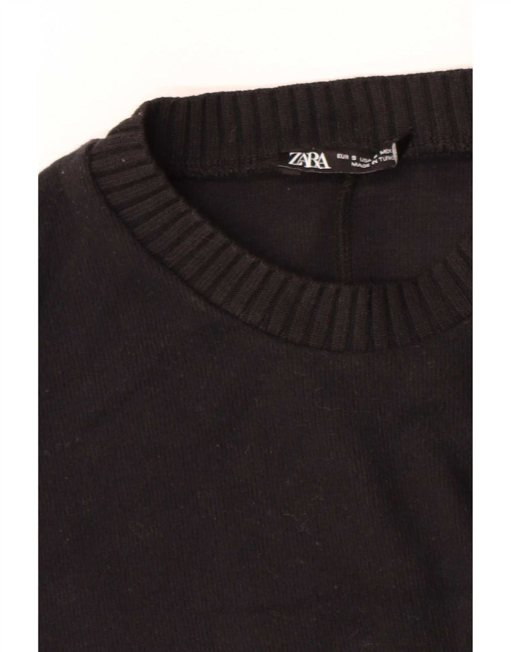 Zara Dame Langærmet Jumper Dress UK 10 Small Black Polyester