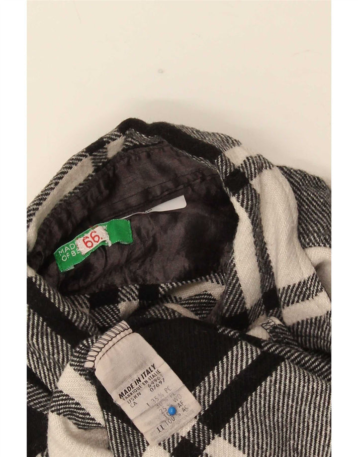 Benetton herre flannelskjorte XL sort ternet polyester