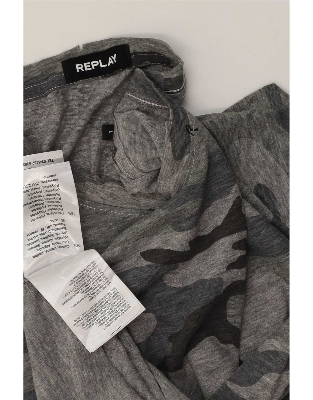 Replay Herre T-Shirt Top Stor Grå Camouflage