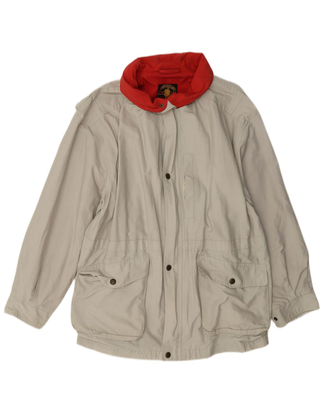Vintage Herre Hooded Utility Jacket UK 40 Large Beige Cotton
