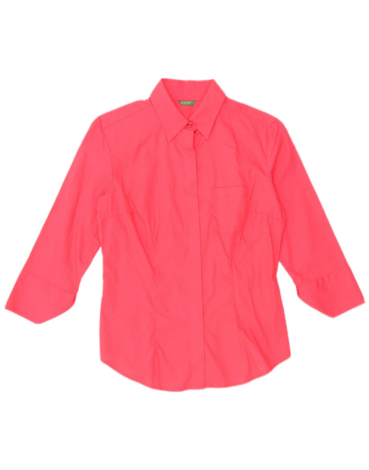 BENETTON skjorte med 3/4 ærmer til kvinder UK 12 Medium Pink