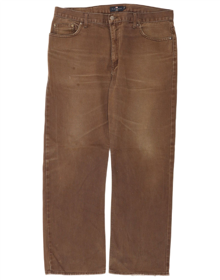 Marks & Spencer Herre Blue Harbor Straight Jeans W38 L31 Brun Bomuld