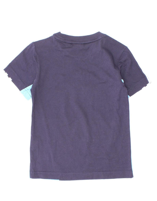Adidas Boys T-Shirt Top 3-4 år Navy Blue Colourblock Bomuld
