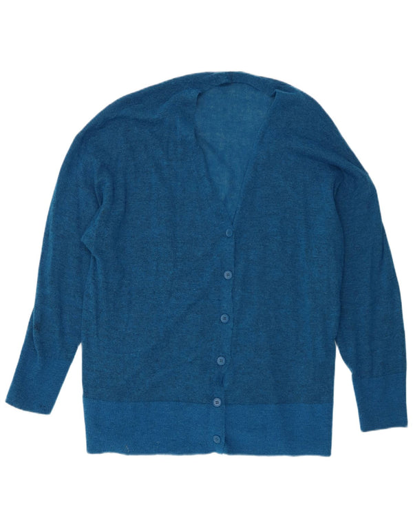 Zara oversize cardigantrøje til kvinder DK 10 Lille, blå flækket nylon