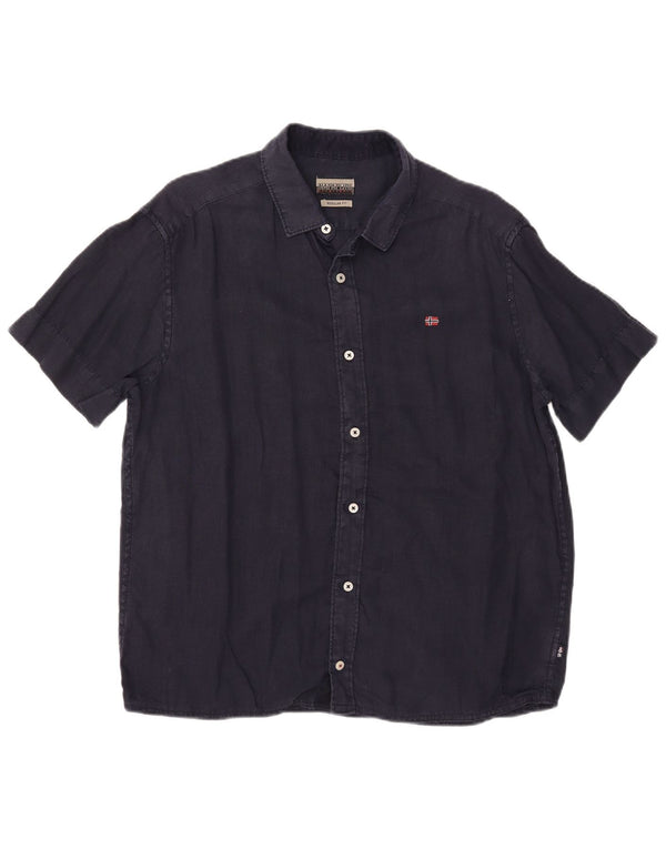 Napapijri Mens Short Sleeve Regular Fit Shirt Medium Navy Blue