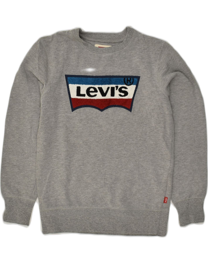 LEVI'S Girls Graphic Sweatshirt Jumper 9-10 Years Grey | Vintage Levi's | Thrift | Second-Hand Levi's | Used Clothing | Messina Hembry 