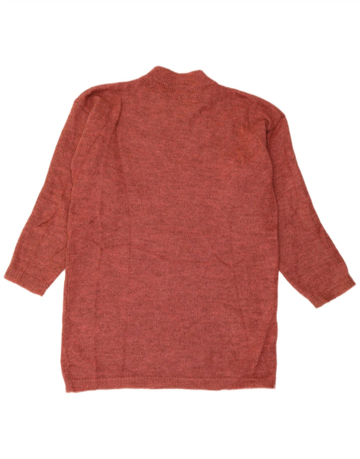 VINTAGE Dame grafisk Turtle Neck sweater UK 14 Medium Maroon
