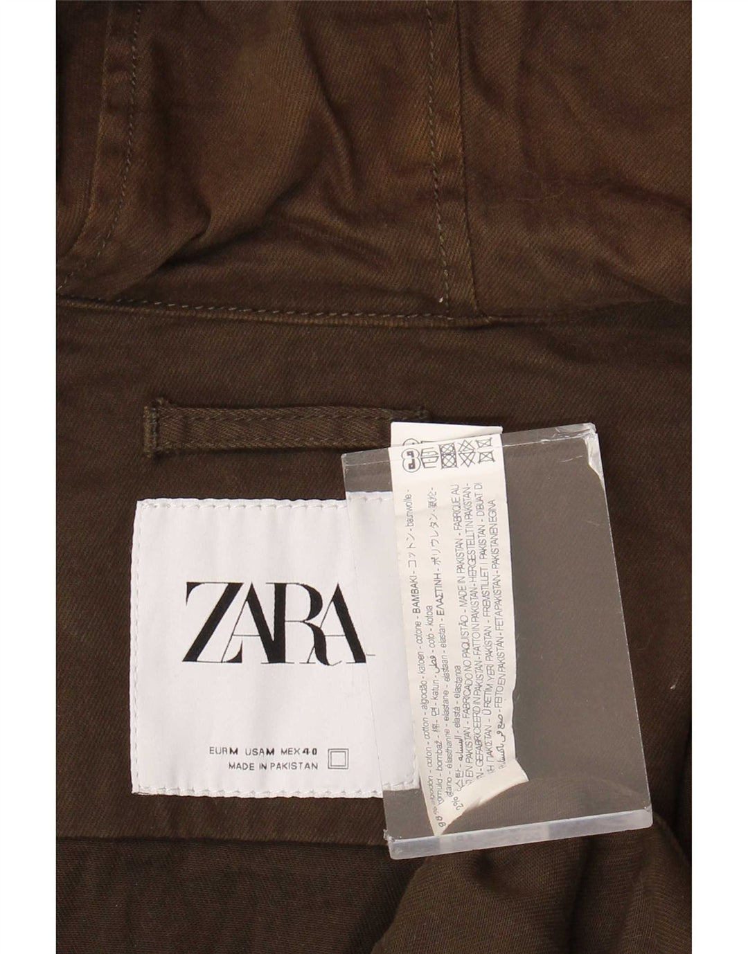 Zara Herre Hooded Utility Jacket UK 38 Medium Khaki Cotton