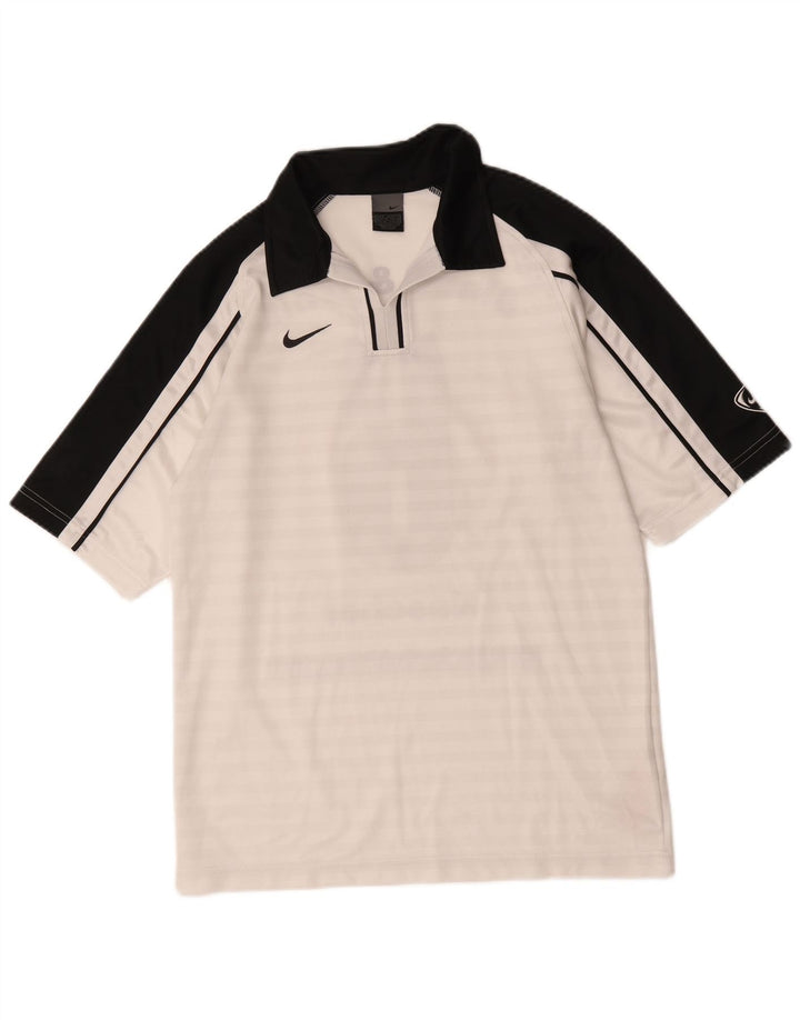 Nike grafisk poloskjorte til mænd UK 36/38 Small White Colourblock Polyester