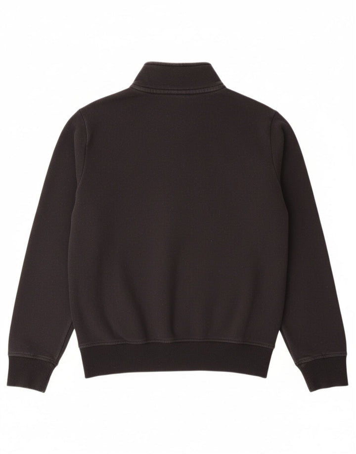 SUPERDRY Mens Zip Neck Sweatshirt Jumper Small Black Cotton