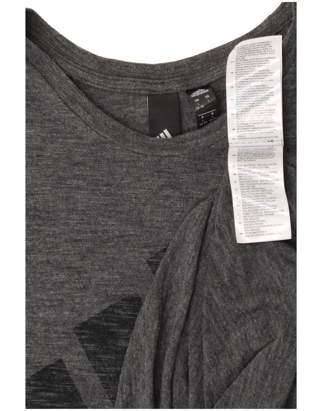 ADIDAS Womens Graphic T-Shirt Top UK 16/18 Large Grey Polyester