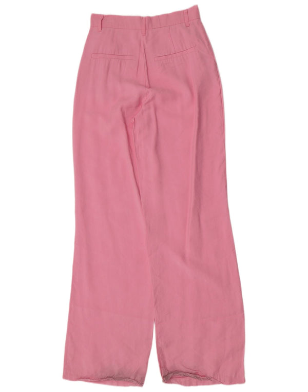 Zara Kvinder Højtaljede Chinobukser med brede ben XS W24 L34 Pink Modal