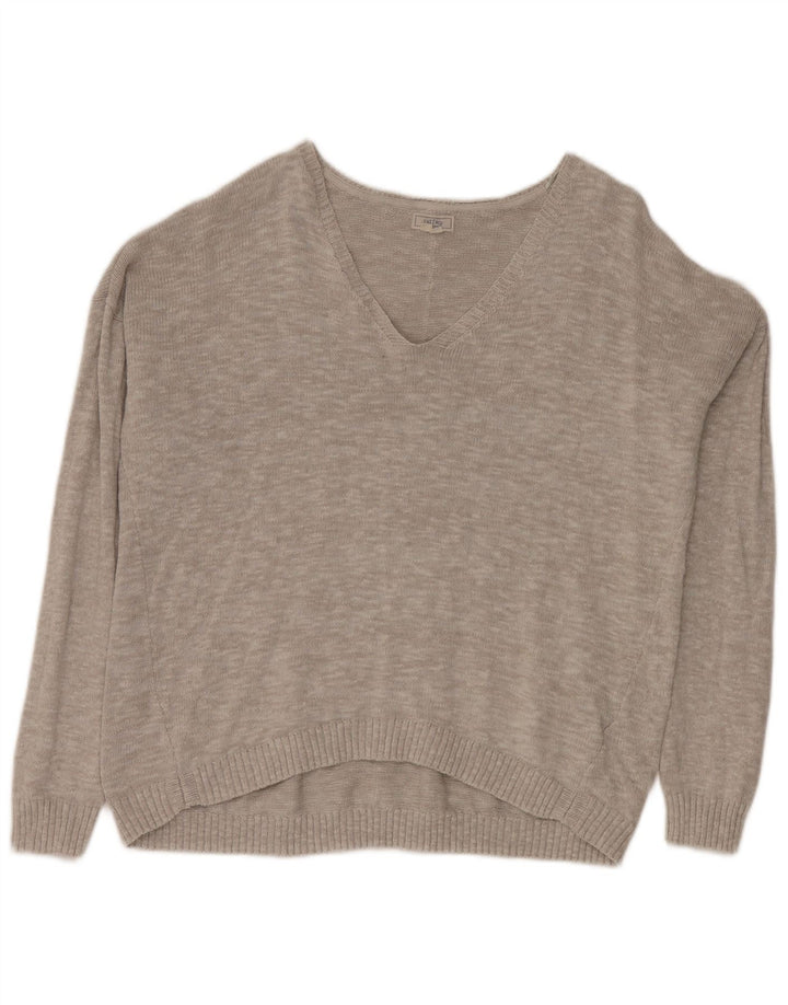 Fat Face Dame Oversized V-hals sweater UK 16 Stor Grå Bomuld