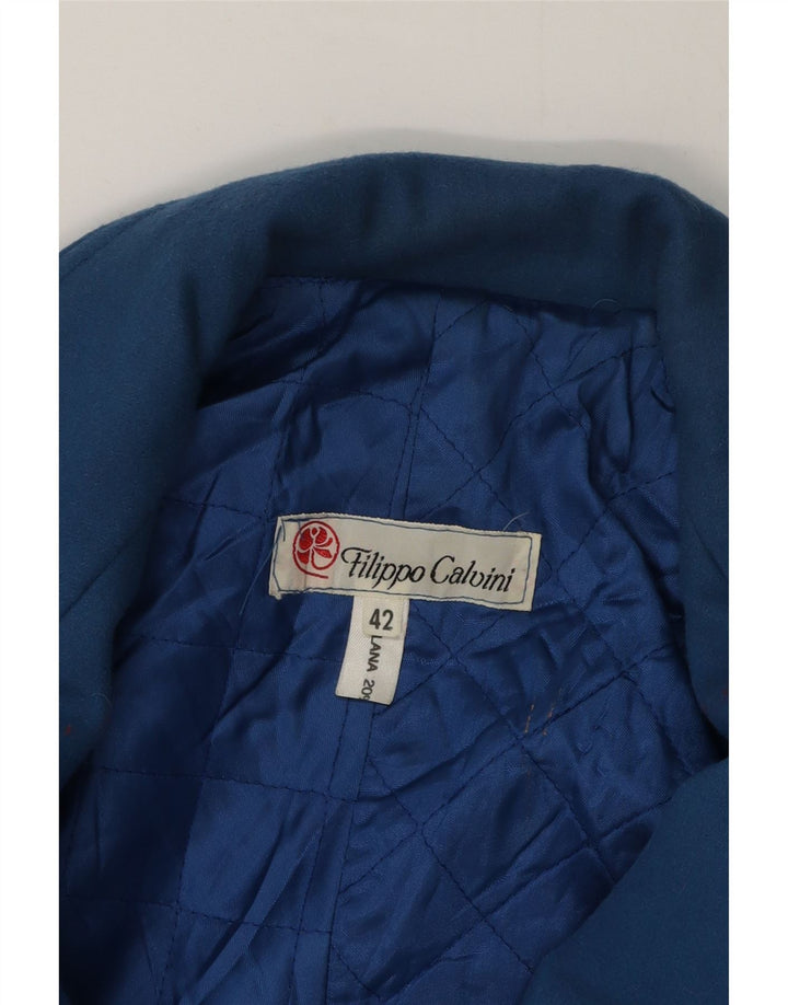 Vintage Dame Oversized Blazer Jacket EU 42 Large Blue Wool