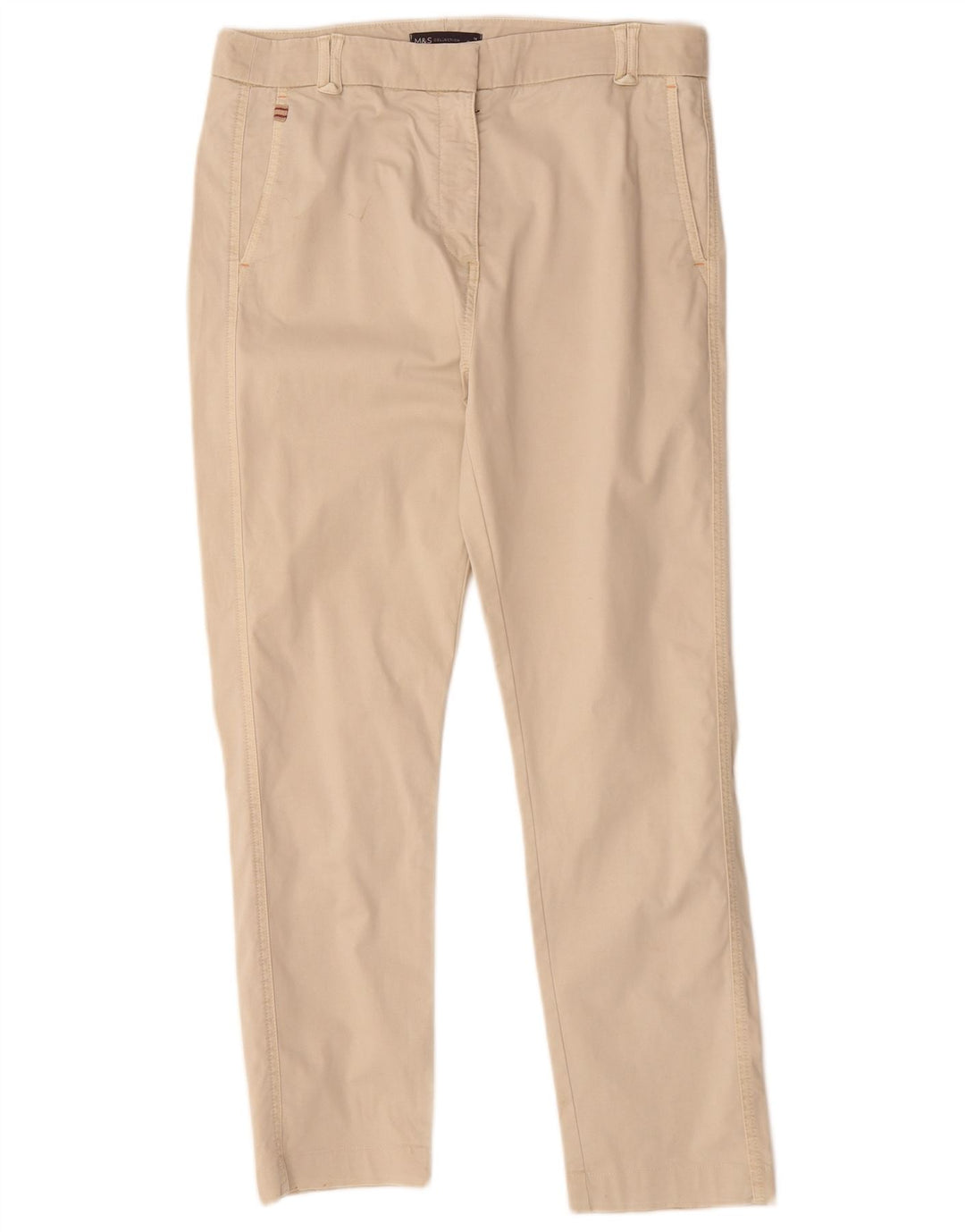 Marks & Spencer Chinobukser til kvinder UK 14 Medium W30 L27 Beige Bomuld