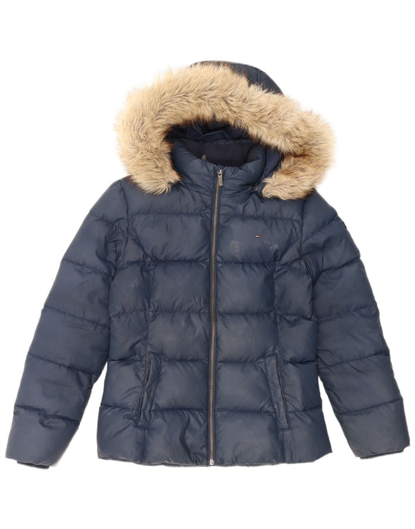 Tommy Hilfiger Pige Polstret Hættejakke 15-16 År Blå Polyester