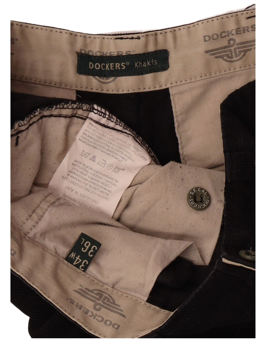 Dockers Herre Khakis Lige fløjlsbukser W34 L32 Sort Klassisk