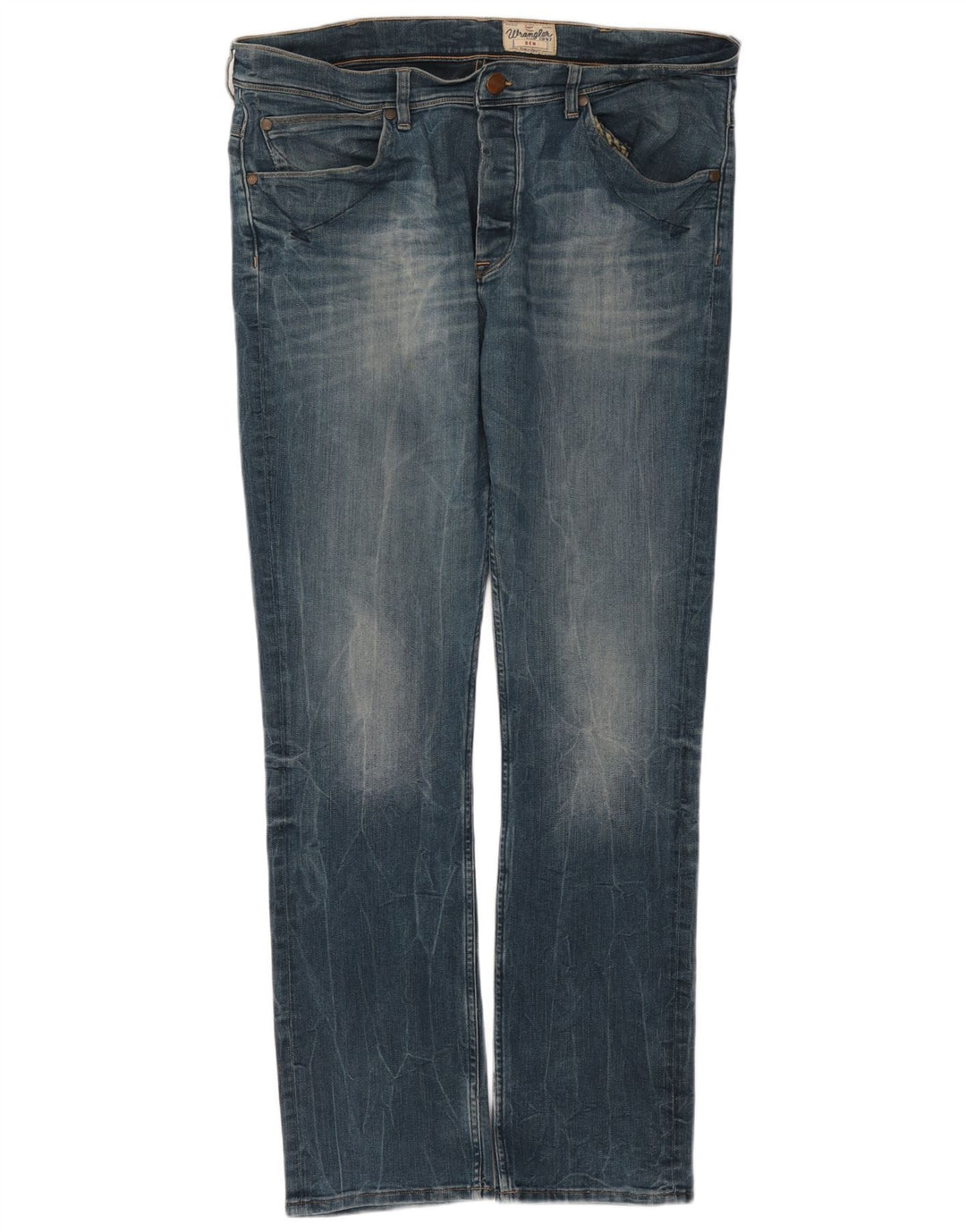 Wrangler Herre Ben Slim Jeans W38 L34 Blå Bomuld