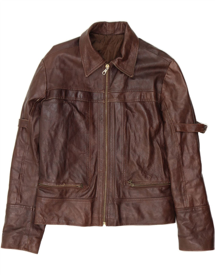 VINTAGE Womens Leather Jacket IT 52 2XL Brown Leather Vintage Vintage and Second-Hand Vintage from Messina Hembry 