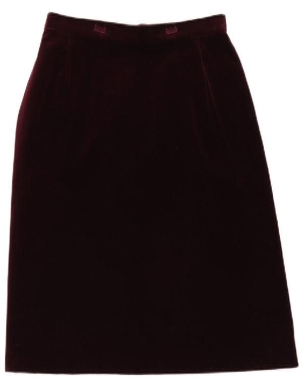 St Michael Dame Velvet A-Line nederdel UK 14 Medium W28 Bourgogne bomuld