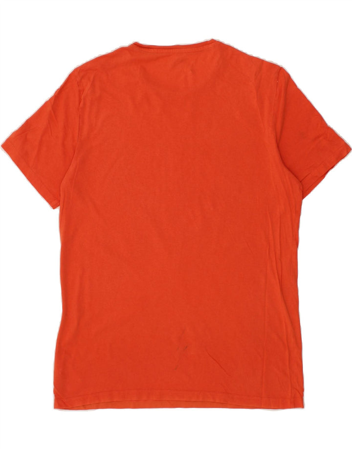 CALVIN KLEIN Mens Graphic T-Shirt Top Medium Orange Colourblock Cotton Vintage Calvin Klein and Second-Hand Calvin Klein from Messina Hembry 