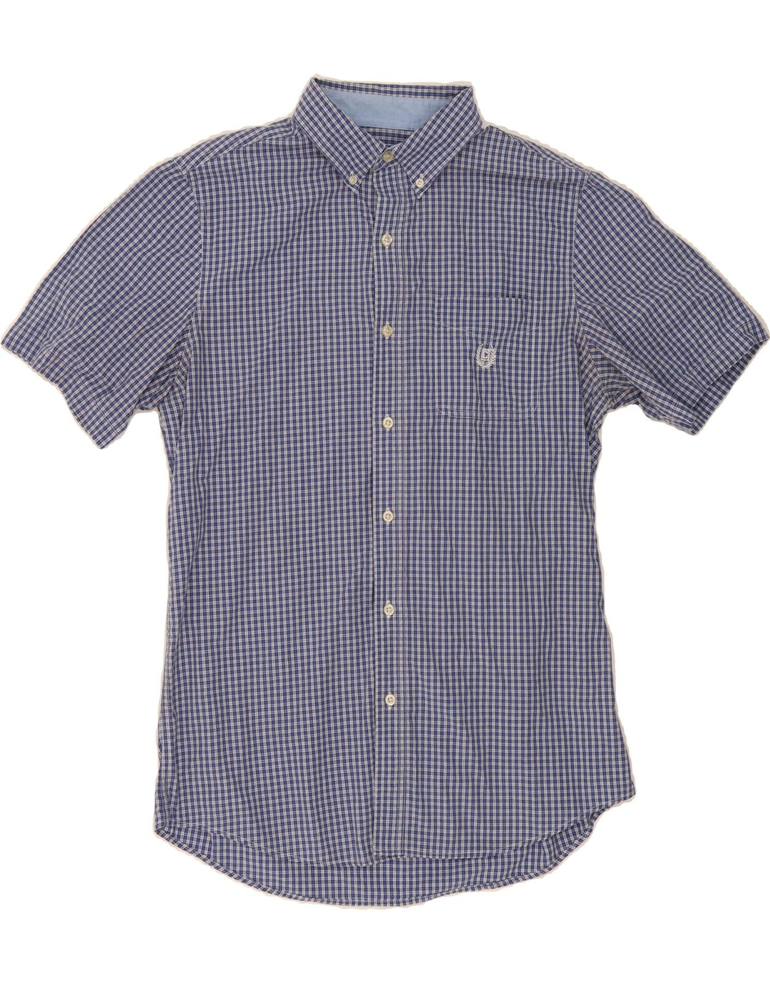 CHAPS Mens Short Sleeve Shirt Medium Blue Check Cotton Vintage Chaps and Second-Hand Chaps from Messina Hembry 