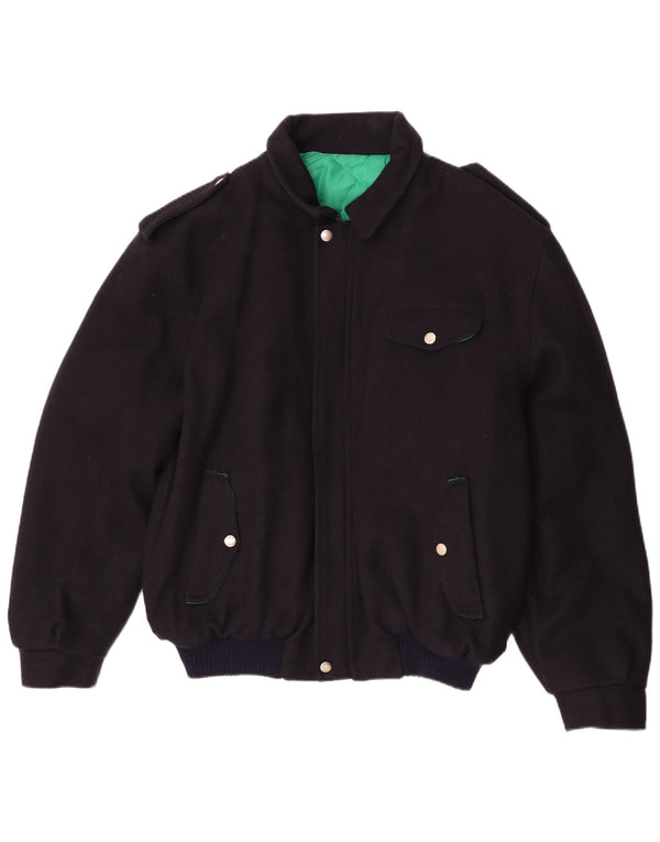 Vintage Herre Military Bomber Jacket UK 40 Large Navy Blue