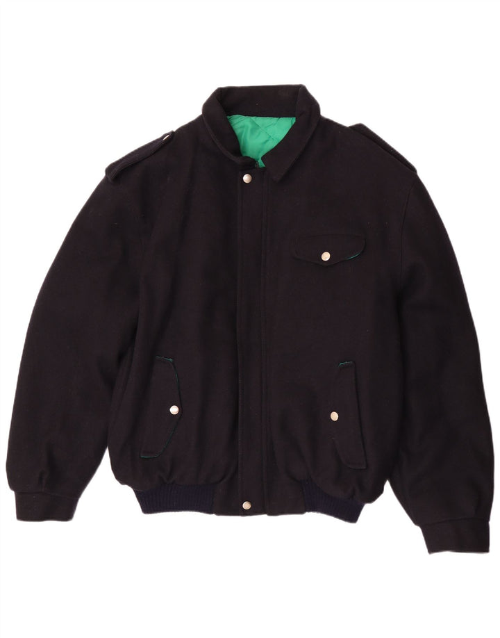 Vintage Herre Military Bomber Jacket UK 40 Large Navy Blue