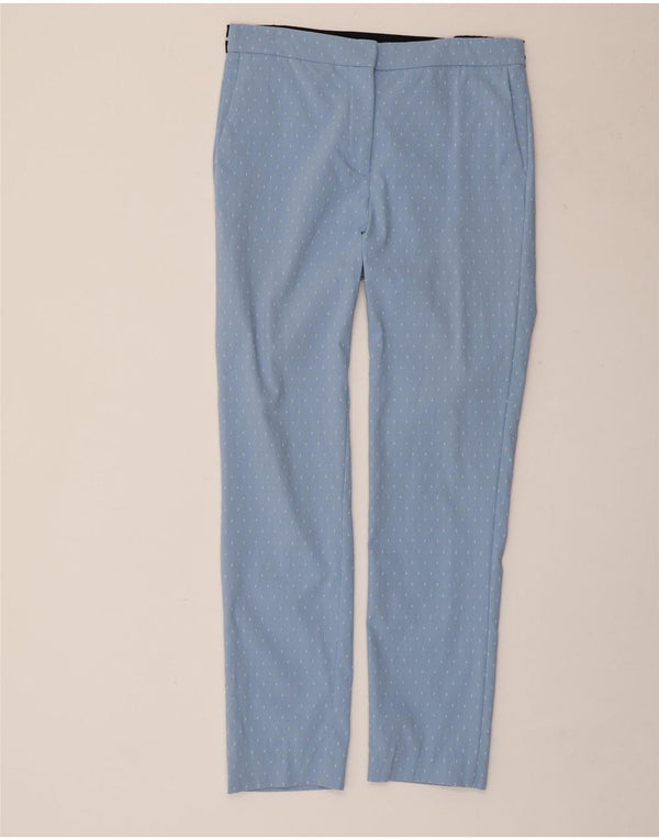 Zara Dame Slim Chino Bukser Large W32 L27 Blue Geometric