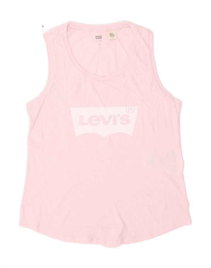 LEVI'S Womens Graphic Vest Top UK 10 Small Pink Cotton | Vintage Levi's | Thrift | Second-Hand Levi's | Used Clothing | Messina Hembry 