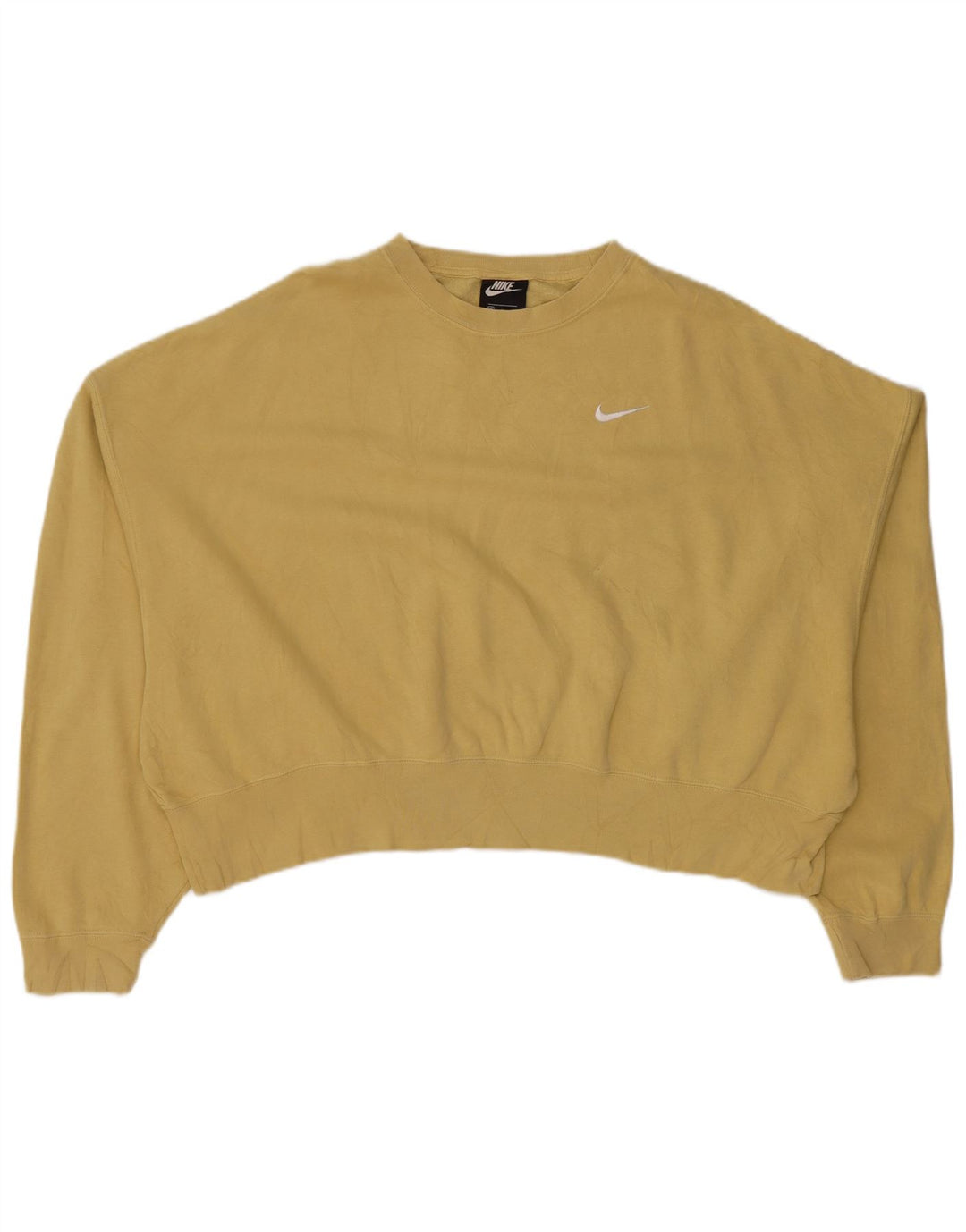 NIKE Womens Crop Oversized Sweatshirt Jumper UK 14 Medium Khaki Bomuld
