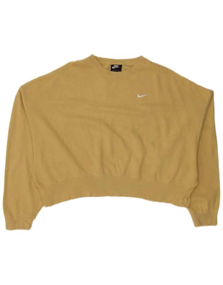 NIKE Womens Crop Oversized Sweatshirt Jumper UK 14 Medium Khaki Bomuld