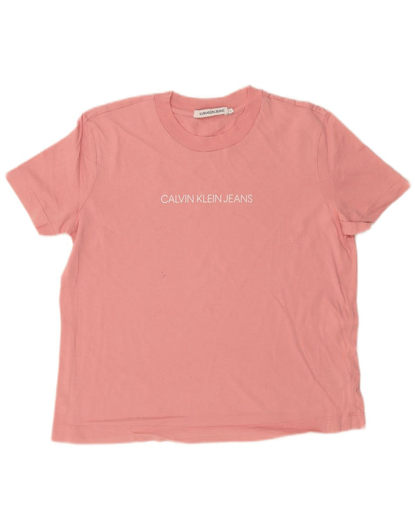 Calvin Klein Jeans Womens Graphic T-Shirt Top UK 14 Large Pink Cotton